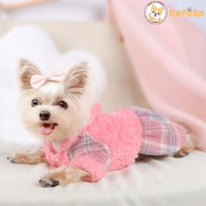 Dog Dresses for Small Dogs Girl Winter Dog Sweater Dress Teacup Dog Clothes for Small Dogs Girl (XX-Small, Pink)