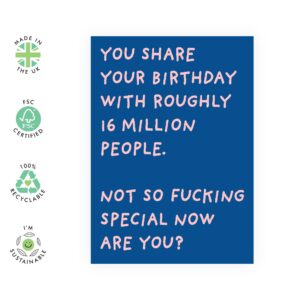 CENTRAL 23 Rude Birthday Cards for Women or Men - Sarcasm - Humor - Banter - Funny Birthday Card for Him or Her - Comes With Stickers