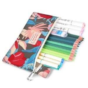 E-WEICHEN Large Capacity Pencil Case Cute Pencil Pouch Soft Pencil Bag - Can Hold 60 Pencils or 30 Markers - With Small Zipper Organizer, Portable Travel Gifts Multifunctional Bag Set datura flower