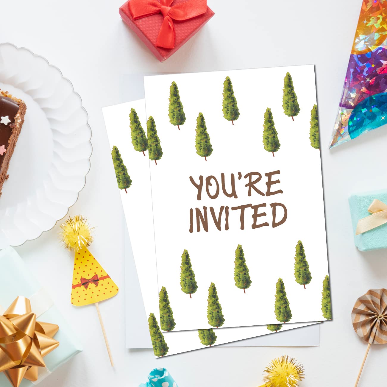 Soiceu Cute Camping One Happy Camper 1st Birthday Party Invitations with Envelopes Set of 20 Woodland Camp 1 Year Old First Birthday Party Invites