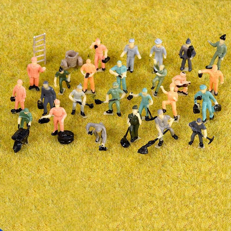 27 Pcs 1:87 Scale Train Track Railroad Worker Model People Figures Set with Rock Basing Kit Miniature Rock Landscape Rocks for Miniature Scenes