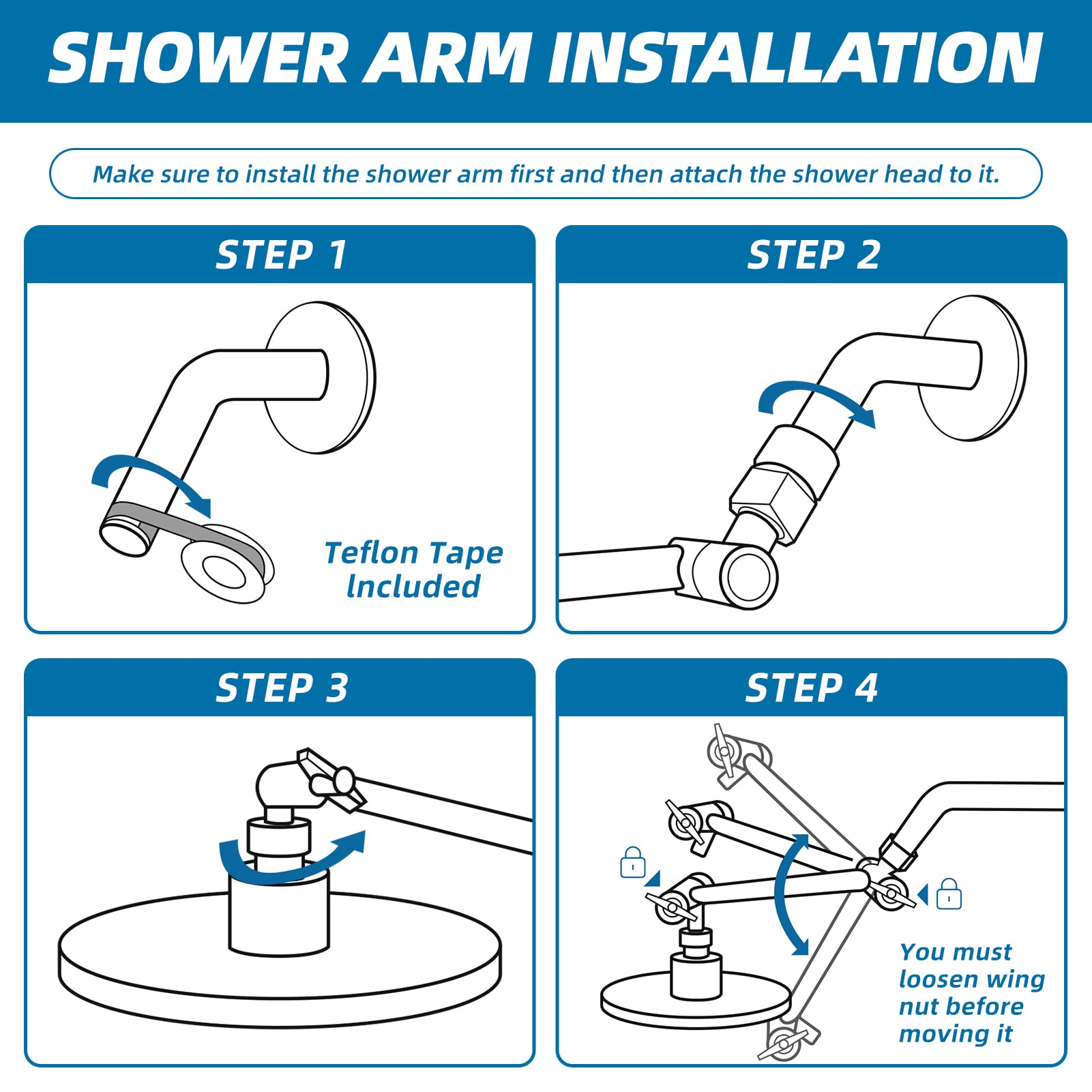 Adjustable Shower Head Extension Arm by SenHodyu - 16" Solid Brass Shower Arm Extension with Lock Joints, Universal Connection to Rain Shower Heads, Easy to Install (Luxury Polished Chrome)