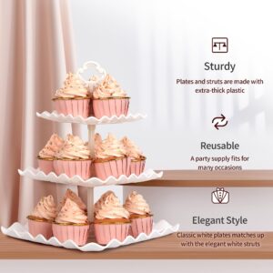 NWK 5 Piece Cake Stand Set with 2 x Large 3-Tier Cupcake Stands, 3 x Appetizer Trays, for Wedding Birthday Baby Shower Tea Party Decorations