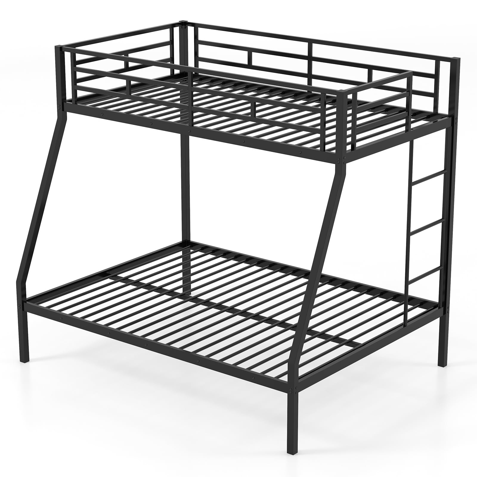 KOMFOTT Metal Twin Over Full Bunk Bed, Heavy Duty Bed Frame with Integrated Ladder, Full-Length Guardrails for Teens & Adults, Space-Saving Bunk Bed for Bedroom & Dorm, No Box Spring Required