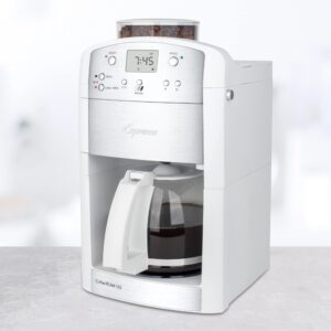 Capresso CoffeeTEAM GS 10-Cup Coffee Maker with Conical Burr Grinder, Glass Carafe 464.02 White