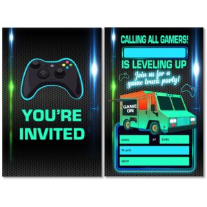 soiceu video game truck theme birthday invitations with envelopes set of 20 game on video game truck birthday party invites