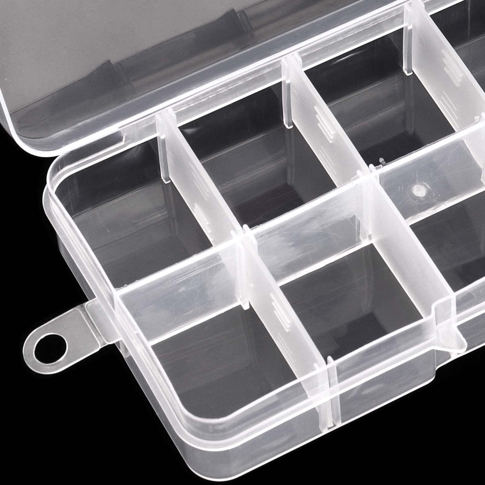 TAICHEUT 32 Pack 10 Grid Plastic Jewelry Organizer Box, 5 x 2.5 Inch Plastic Box with Removable Dividers Clear Divider Storage Box for Beads, Jewelry and DIY Crafts