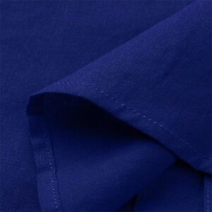 Men Linen Button Up Dress Shirt Long Sleeve Casual Cotton Beach T Shirts Stand Collar Solid Color Summer Yoga Tops (Blue,XX-Large)