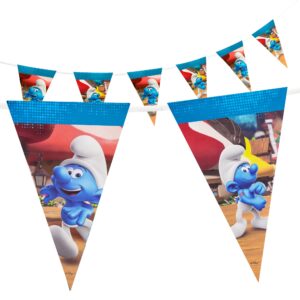 party factory `smurfs' pennant chain paper with 10 pennants, length approx. 196.8 inch, party garland, birthday decoration, theme party