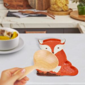 Ceramic Spoon Rest for Stove Top Jewelry Trays Candy Plate Snack Plate Spoon Holder for Kitchen Counter (Fox)