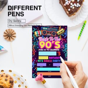 Soiceu Colorful 90s Birthday Party Invitations with Envelopes Set of 20 Back to the 90's Dance Party Invites