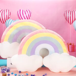 Queekay 2 Pcs 21 Inch Rainbow Shaped Pillow Home Decorative Cloud Pillow Lovely Stuffed Kid Pillow Soft Throw Pillows for Girls and Boys Friends Gifts Bedroom Resting Room Decorations (Red)