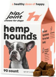 hemp hounds - adaptogenic joint supplement for dogs - glucosamine chondroitin for dogs with green lipped mussels - msm - 90 chews - dog pain supplement - inflammation relief chews - beef liver flavor