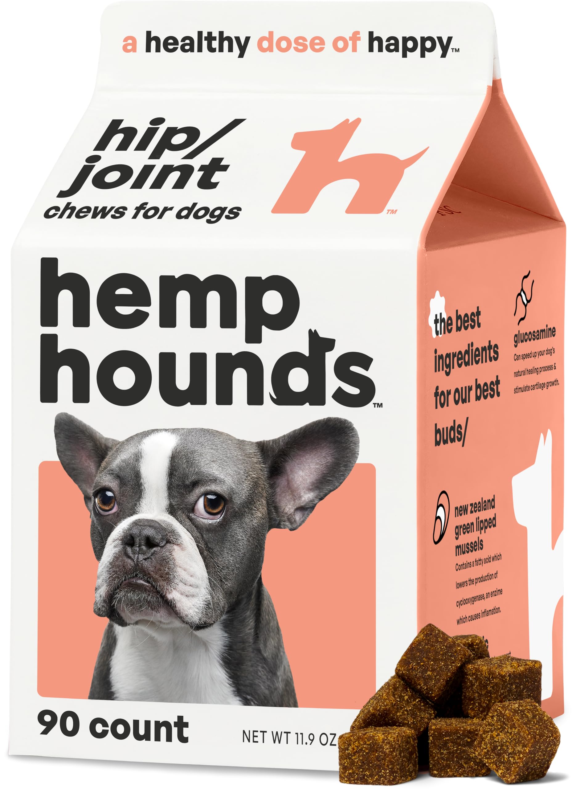 Hemp Hounds - Adaptogenic Joint Supplement for Dogs - Glucosamine Chondroitin for Dogs with Green Lipped Mussels - MSM - 90 Chews - Dog Pain Supplement - Inflammation Relief Chews - Beef Liver Flavor