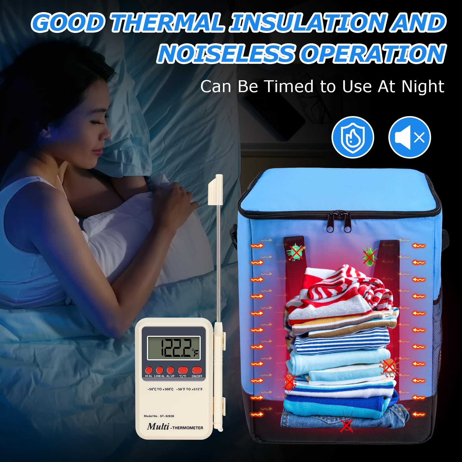 New Generation, Bed Bug Heater with Thermometer and Timer, Non-Chemical, Human and Pets Friendly, Widely Used for Household, RV, Travel