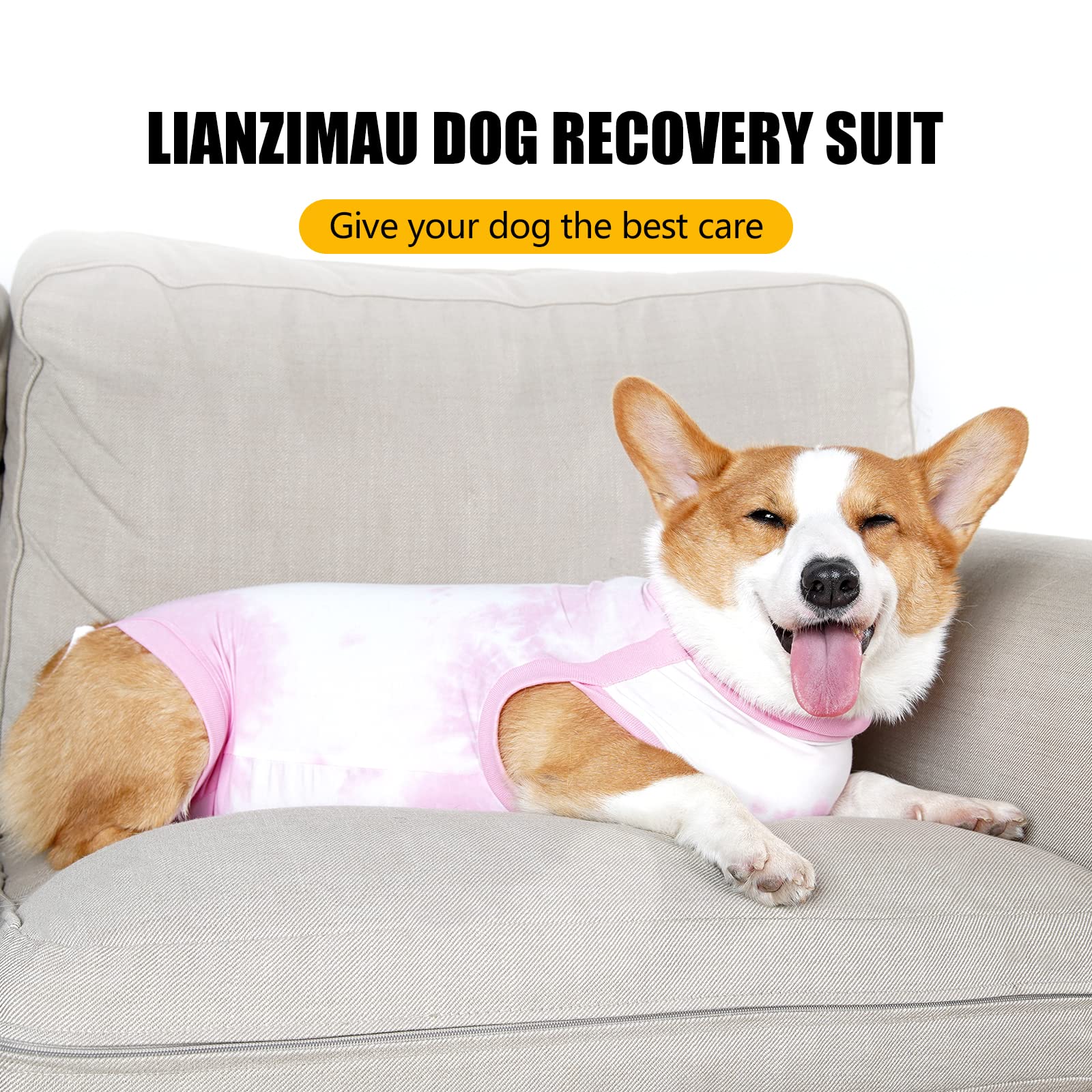 LIANZIMAU Dog Recovery Suit,Spay Suit for Female Dog,E-Collar Cone Alternative After Surgery Anti-Licking,Neuter Suit for Male Dogs,Dog Surgical Suit for Abdominal Wounds Dog Onesie Body Suits