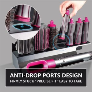 E EZEXPREZE Storage Rack holder for Dyson Hair dryer Airwrap Curling styler Bracket Stand and 7 Curls Barrels Curling Kit Organizer Shelf Wall Mounted with Plug Organization