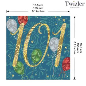 Twizler 101st Birthday Greeting Card Card for Him or Her - Blank Inside for Personal Message