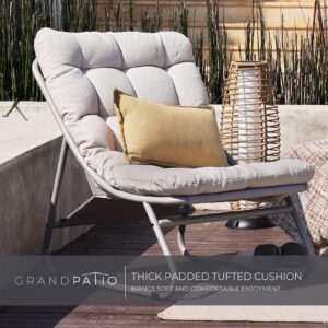 Grand patio Outdoor Sofa Set, Comfy E-Coated Outdoor Furniture Set for 4 Person with Thick Olefin Cushions, Samba Patio Conversation Set with Coffee Table for Backyard,Garden,Porch,Poolside, Beige