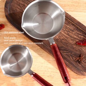 Mini Saucepan, Milk Pot, Milk Coffee Warmer 304 Stainless Steel Mini Melting Pot with 2 Pour Spouts for Heating Milk Melting (120ML)