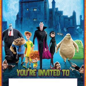 Set of 20 Hotel Transylvania -Themed Happy Birthday Invitation Cards & Envelopes - Lightweight (240g), Postcard Style Invites for the Perfect Party Pack