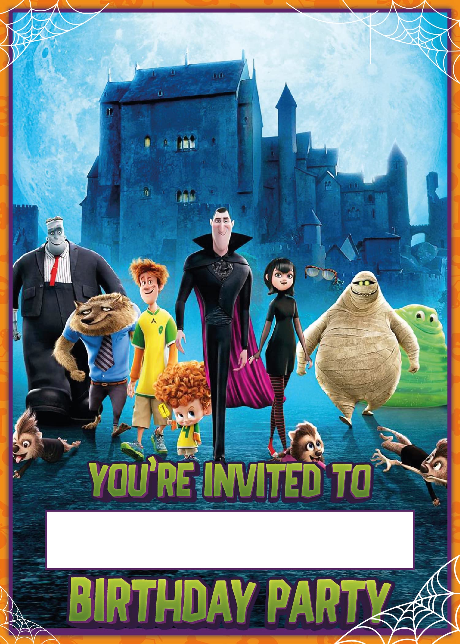 Set of 20 Hotel Transylvania -Themed Happy Birthday Invitation Cards & Envelopes - Lightweight (240g), Postcard Style Invites for the Perfect Party Pack