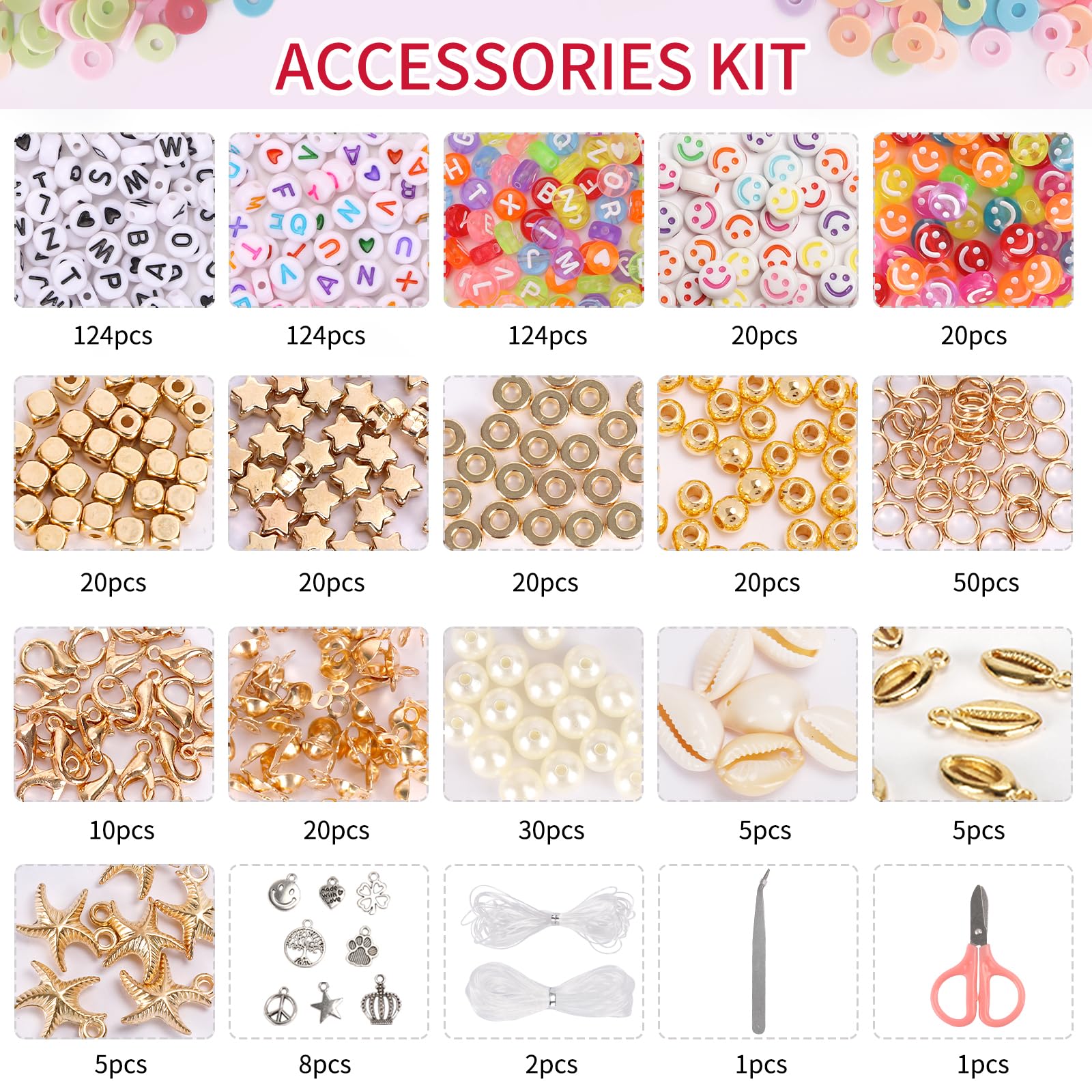 QUEFE 15000 Clay Beads Bracelet Making Kit, 144 Colors 6 Boxes Friendship Bracelet Charm Concert Bracelets Merch Flat Beads, Polymer Heishi Beads for Jewelry Making, for Crafts Christmas Gifts