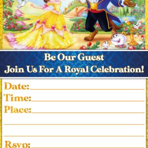 20x Enchanted Rose Birthday Invitations and Envelopes – Fill-in Happy Birthday Party Invitations for Kids, 6X4 Inches, Postcard Style