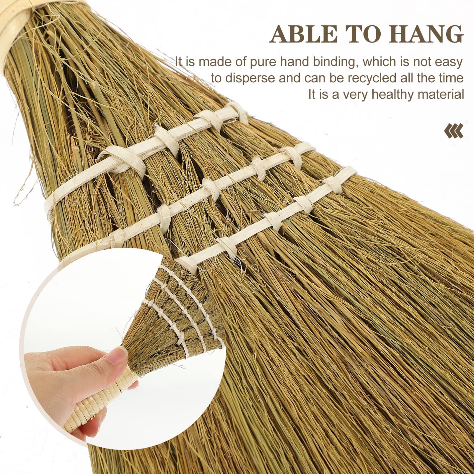 2pcs Small Natural Whisk Broom Sweeping Hand Handle Broom Asian Thai Duster Whisk Broomstick Straw Soft Broom for Cleaning Dustpan Desktop L Hand Broom