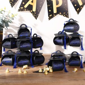 30 Pcs Graduation Cap Gift Box Graduation Party Favors Graduation Candy Box with Tassel Treat Box Graduation Centerpieces for Tables 2024 Graduation Decorations Grad Party Favor(Royal Blue)