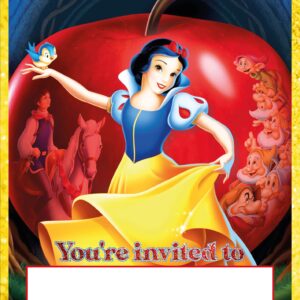 Set of 20 Snow White -Themed Happy Birthday Invitation Cards & Envelopes - Lightweight (240g), Postcard Style Invites for the Perfect Party Pack