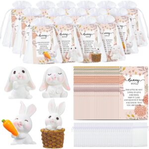 fumete 36 set bunny hug party favors include miniature bunny cupcake toppers inspirational bunny hug card organza bag gifts for bunny birthday decorations rabbit autumn baby shower bridal wedding