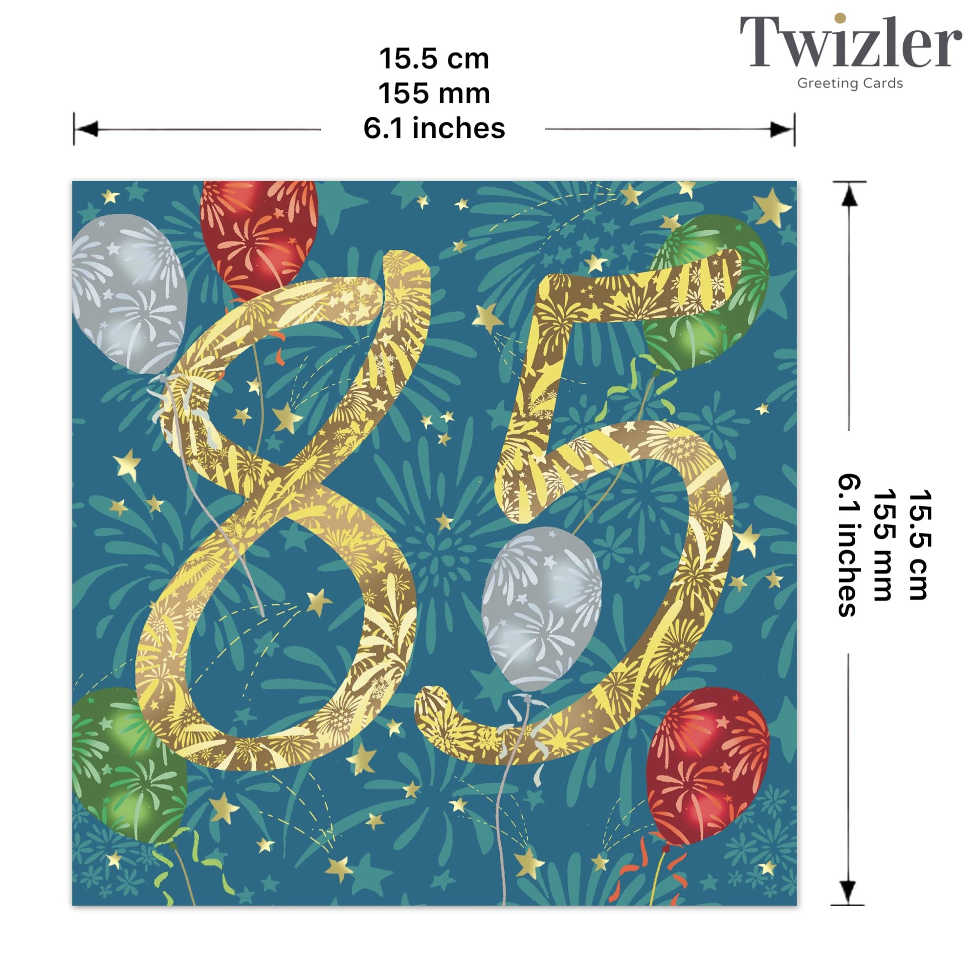 Twizler 85th Birthday Card - 85 Year Old Card - Age 85 Birthday Card - Unisex 85th Birthday Card for Him Her Female Male - Happy Birthday Card Age 85 for Mom Dad Grandad Nan Brother Sister Friend