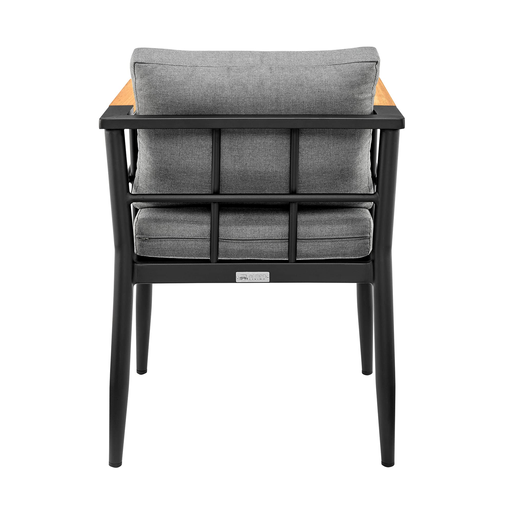 Armen Living Beowulf Modern Outdoor Patio Dining Chair, Set of 2, Black