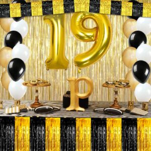 6 Pack 6 Feet 2024 New Year Foil Fringe Garland Metallic Tassle Banner Wall Hanging Tinsel Streamers Backdrop for Parade Floats, Wedding, Birthday, Graduation Party Decorations(Black Gold)