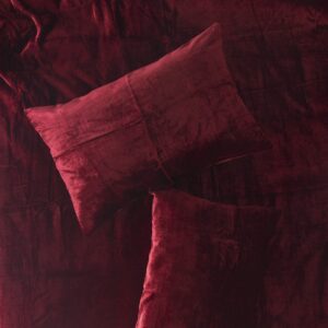 Madhu International Wine Red Velvet Duvet Cover - Made of Premium Rayon Velvet - Twin Size Duvet and Pillow Cover Set of 3 - Luxury Boho Bedding - UO Comforter Cover Quilt - 68 inches x 90 inch