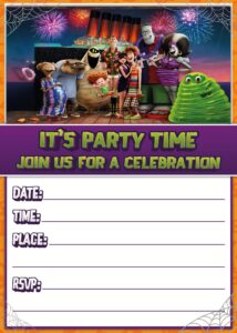 set of 20 hotel transylvania -themed happy birthday invitation cards & envelopes - lightweight (240g), postcard style invites for the perfect party pack