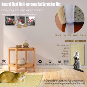 Pethave Cat Scratcher Mat, 23.6x15.7” Natural Sisal Scratching Mat with Velcro Tape,Stick on Floor and Wall Cat Scratch Pad Rug, Horizontal Cat Scratch Mat Protect Carpet and Sofa (Natural Color)