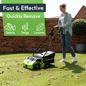 GreenSweep V2 - Artificial Grass Electric Sweeper Rake Vacuum 45L Collection Bag,5 Adjustable Heights, Foldable Handle