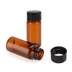 stonylab Brown Glass Sample Vials with Cap, Screw Cap Sample Vials Amber Glass Liquid Sampling Bottle Reagent Bottle with Screwcap, Capacity 10 ml / (0.3 oz), Pack of 40