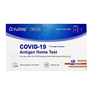 FaStep Rapid 15 Minutes COVID-19 Antigen Home Test (1 Pack, 2 Tests Total)