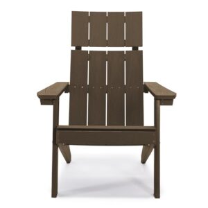 LUE BONA Modern Adirondack Chairs Set of 4, Dark Brown Plastic Adirondack Chair, High Back Poly Adirondack Fire Pit Chairs Weather Resistant, Patio Outdoor Chairs for Porch, Deck, Pool, Garden, 330LBS