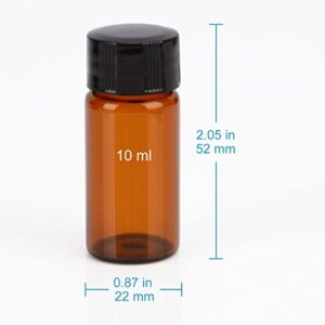 stonylab Brown Glass Sample Vials with Cap, Screw Cap Sample Vials Amber Glass Liquid Sampling Bottle Reagent Bottle with Screwcap, Capacity 10 ml / (0.3 oz), Pack of 40