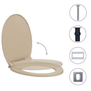 CUMYZO Soft-Close Toilet Seat Quick Release Beige Oval Beige (1.45KG/3.19LB) Plumbing Fixture Hardware & Parts-Toilet & Bidet Accessories-Toilet & Bidet Seats-