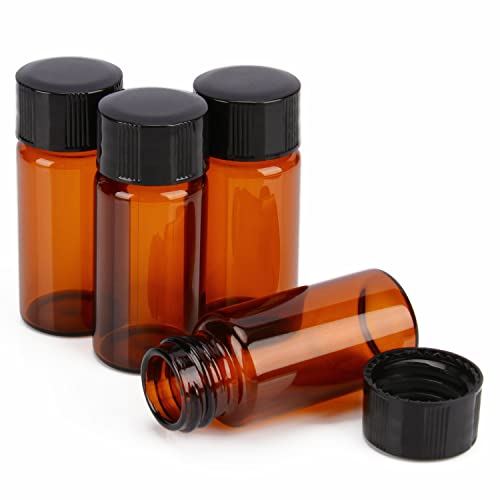 stonylab Brown Glass Sample Vials with Cap, Screw Cap Sample Vials Amber Glass Liquid Sampling Bottle Reagent Bottle with Screwcap, Capacity 10 ml / (0.3 oz), Pack of 40