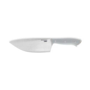 dash zakarian 7" german steel rocking chef knife with sheath, perfect for vegtables, grey