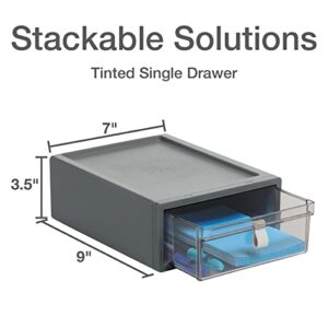 Pendaflex Stackable Drawer, Durable Plastic, Silicon Handles, Tinted Drawers, Single, Gray, 9" x 7" x 3.5", Medium, 1 Piece (41792)