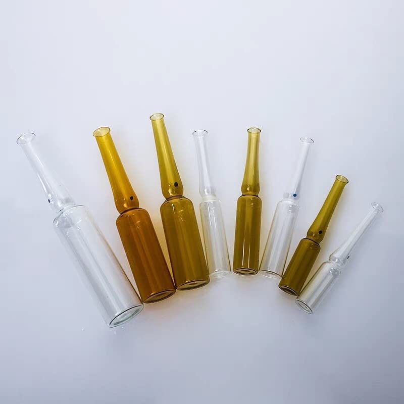 10pcs/lot 1/2/5/10/20ml (Bown/Transparent) Glass ampoule Bottle The Medicament ampule Vial (Size : 1ml Transparent)