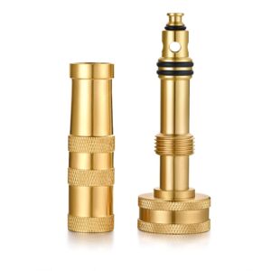 YELUN Brass Hose Nozzles, Heavy-Duty Brass Adjustable Twist Hose Nozzle, 2 Pack