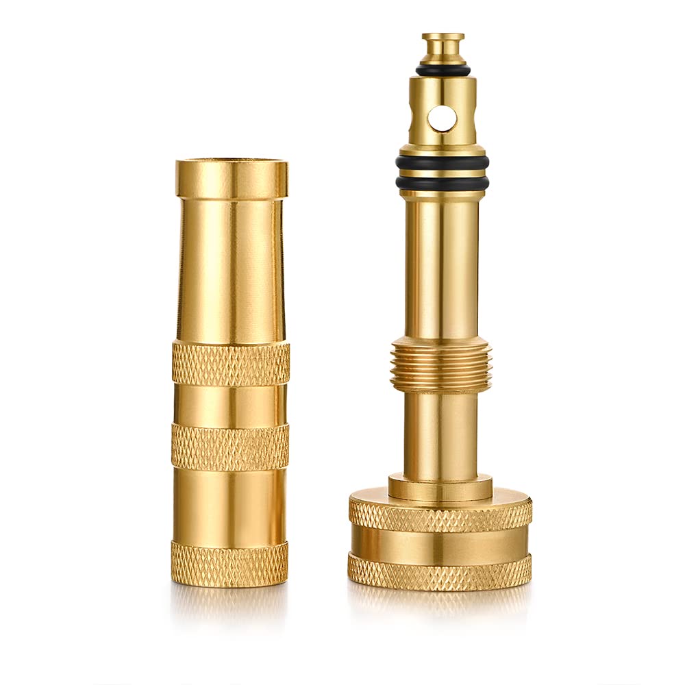 YELUN Brass Hose Nozzles, Heavy-Duty Brass Adjustable Twist Hose Nozzle, 2 Pack